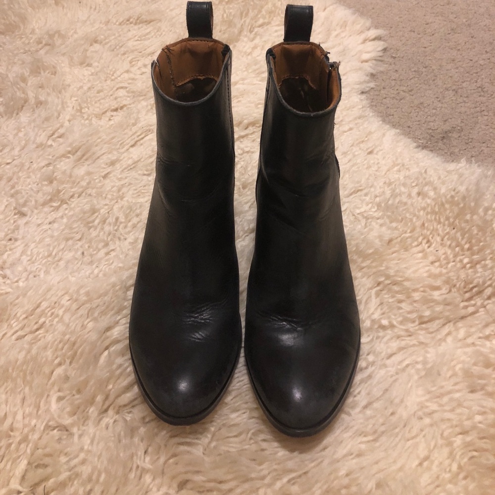 Black leather booties